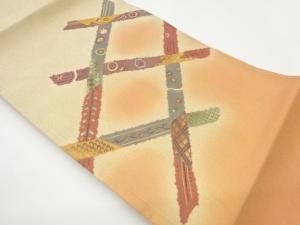 金彩襷に抽象花・古典柄模様刺繍名古屋帯